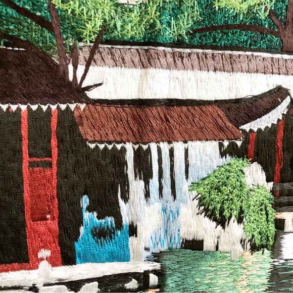 Vintage Asian Silk Embroidery Landscape Painting - Picture 10 of 16